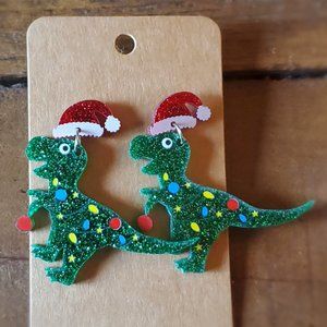 Christmas Dinosaur Earrings